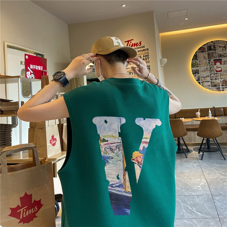 华夫格背心重磅220克油画v印花HB7116-P25控38（抖音不可售）,男装背心/马甲,星座508（原C305）