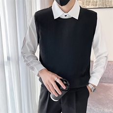秋款假两件针织毛衣男条纹衬衫领秋季新款男装长袖外穿线衣潮S901，男装针织衫/毛衣，星座1116A-2（原606A-1）