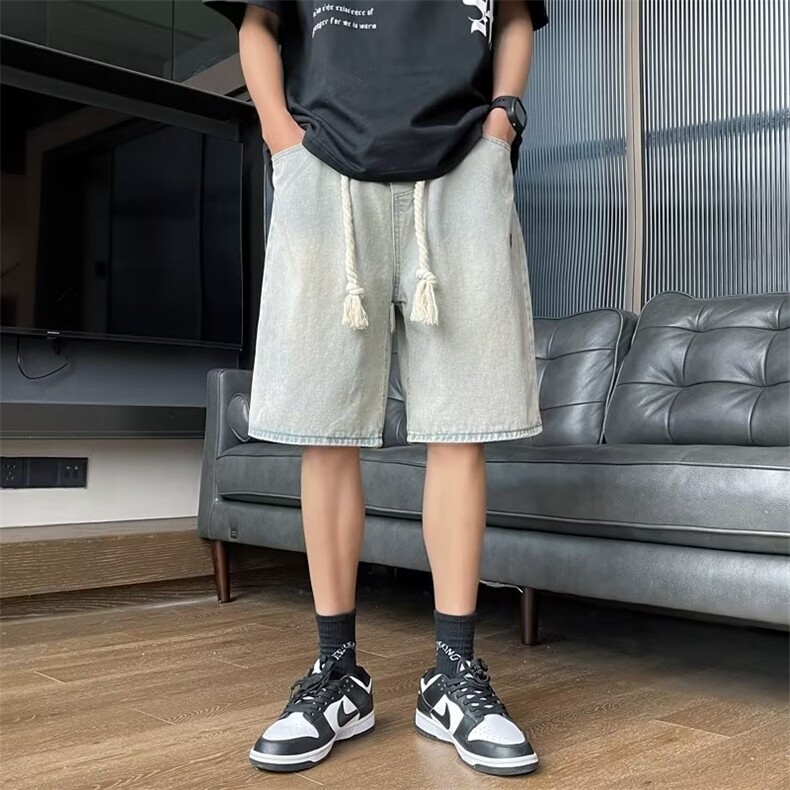 复古大码五分牛仔短裤男潮韩版宽松夏季直筒休闲中裤DK03091-P40,男装牛仔裤,星座308B-2