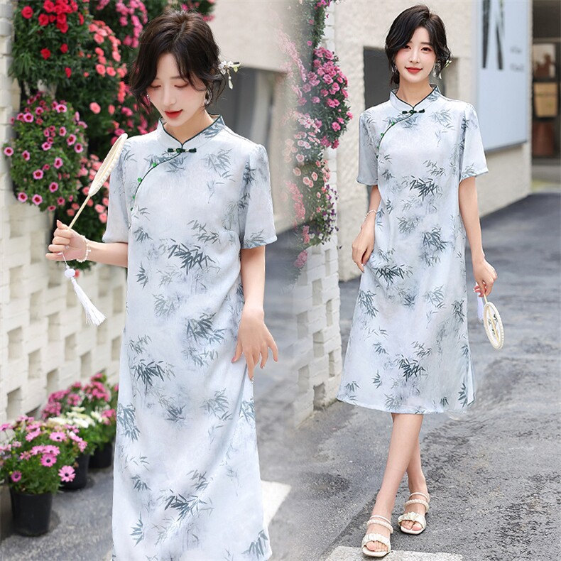 新中式水墨画吊带连衣裙女2024夏季新款气质减龄长裙,女装连衣裙,冬木谷雨