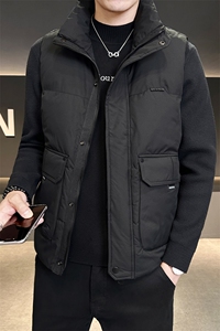 短款立领羽绒马甲男 休闲日系工装保暖外套马甲背心M9803-P125图片