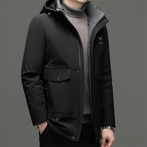 冬季新款男士可脱卸帽休闲免烫羽绒服中年爸爸装加厚保暖外套图片