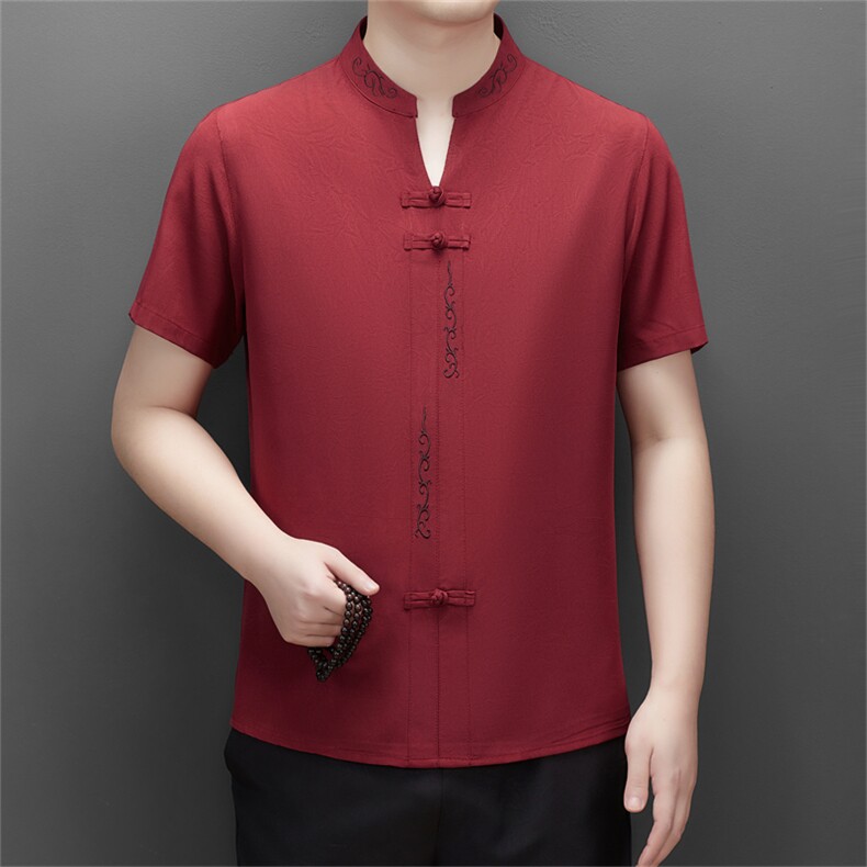 2024风唐装短袖衬衫男夏季中老年风新中式汉服MJ5107-P63,男装衬衫,星座1105-3