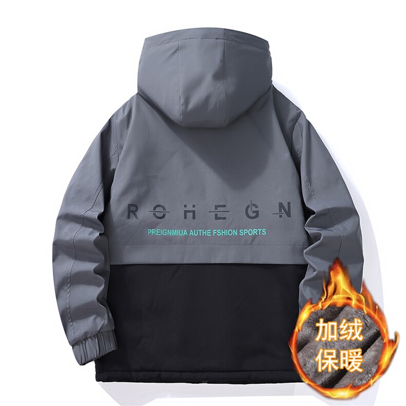 冬季男士加绒加厚潮牌夹克男连帽宽松保暖派克服1018-MY912-P75,男装棉衣,星座1018