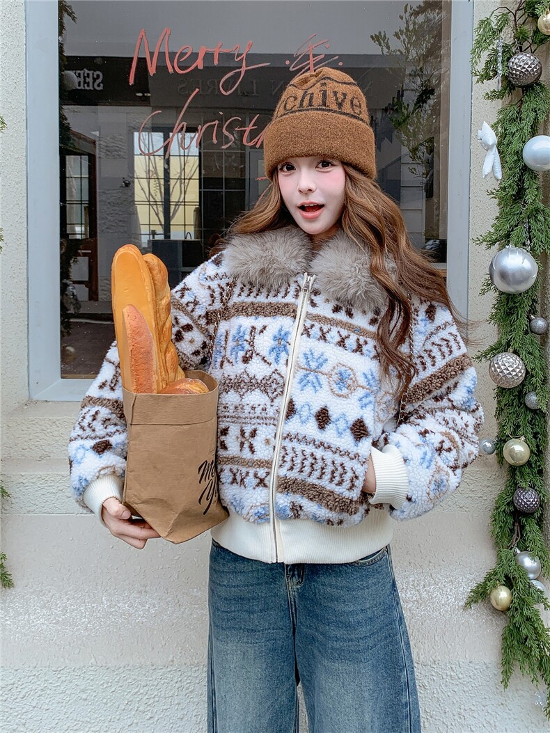 现货！放心推！费尔岛风大毛领羽绒服女2025新款女装白鸭绒外套,女装羽绒服,慧尚依恋