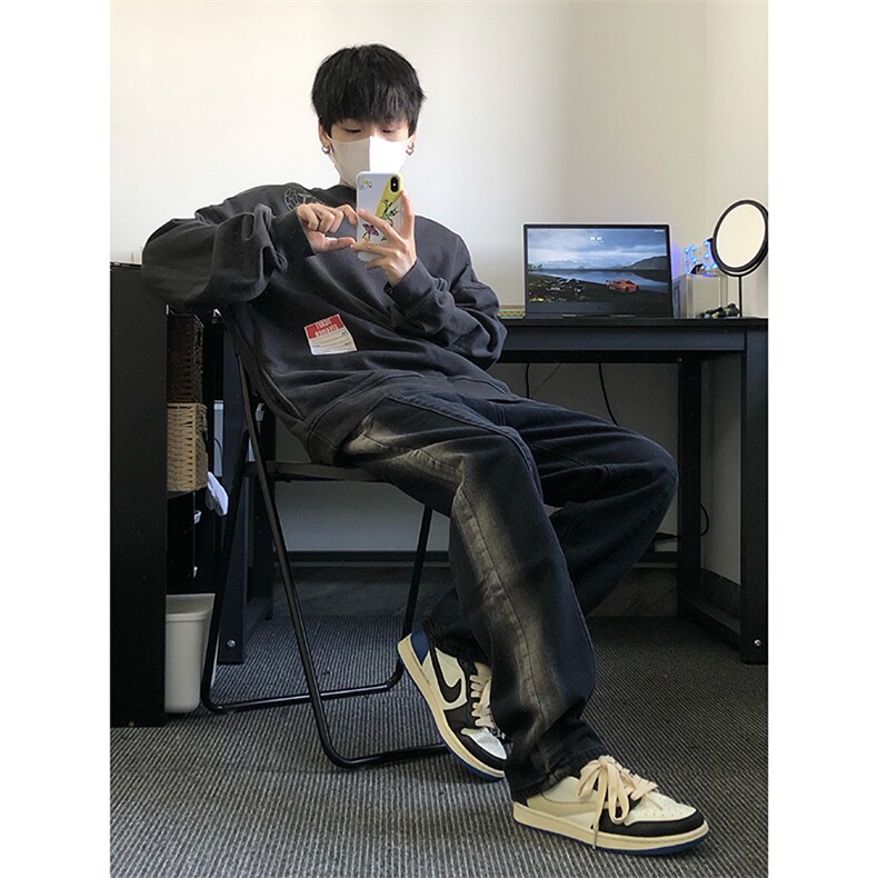 秋季美式ins高街hiphop重工艺水洗直筒牛仔裤货号K692P55,男装牛仔裤,电商A063