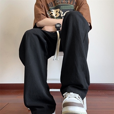 夏季纯色休闲裤男薄款棉麻长裤宽松直筒拖地裤K776-P40控58，男装休闲裤，星座209-2