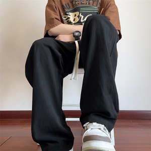夏季纯色休闲裤男薄款棉麻长裤宽松直筒拖地裤 K776-P40 控58图片