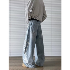 ins潮流牛仔裤男女流行慵懒日系文艺新款百搭时尚长裤RK3258-P51，男装牛仔裤，星座412-3