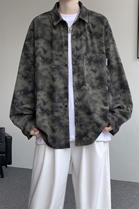 衬衫男秋季新款港风宽松大码灯芯绒扎染长袖衬衫CS8108-P42图片