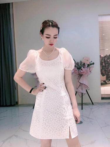 旗袍款钩花连衣裙，女装婚纱/旗袍/礼服，朗色千秋