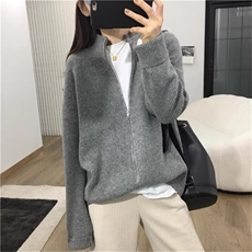 秋冬新款羊毛开衫女宽松休闲高级感韩版拉链毛衣外套针织衫百搭厚，男装针织衫/毛衣，四季星座505