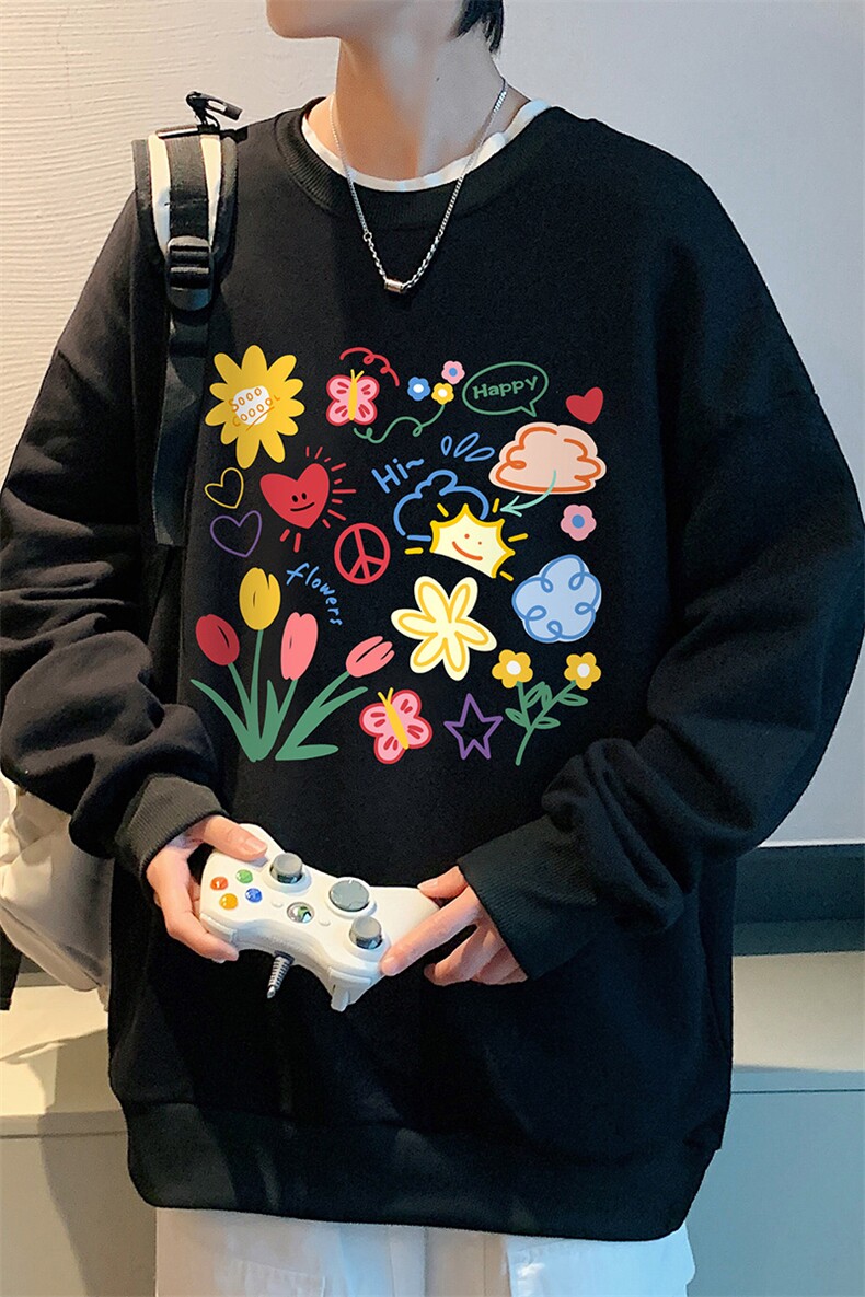 S6319-P28秋季圆领卫衣男大码韩版宽松长袖外套,男装卫衣,电商A040