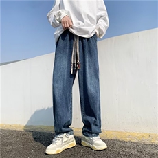 美式复古牛仔裤男oversize宽松阔腿裤潮牌百搭宽松直筒裤NG02-P48，男装牛仔裤，星座1008-1