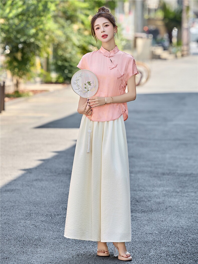 中式国风裙裤套装女2025夏季新款气质高端显瘦旗袍巨好看两件套潮,女装套装/套裙,艾仟回(原伊仟回)