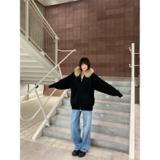 美式复古连帽开衫毛衣男女冬季毛领百搭休闲针织衫慵懒风情侣外套，男装针织衫/毛衣，星座506A