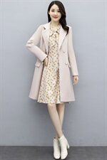 2020年冬装新款毛呢时尚套装大衣双排扣优雅淑女范气质休闲，女装套装/套裙，欣贝拉