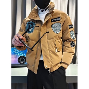 冬季翻领贴标棉服外套男休闲痞帅飞行员外套百搭棉衣 M8021图片