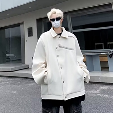 外套男秋季潮牌痞帅宽松设计感开衫翻领美式小众防水夹克，男装夹克，星座716-4