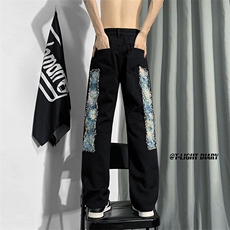 B221美式ins高街小众个性男女情侣休闲牛仔裤LK23002-P60控78，男装牛仔裤，电商B221