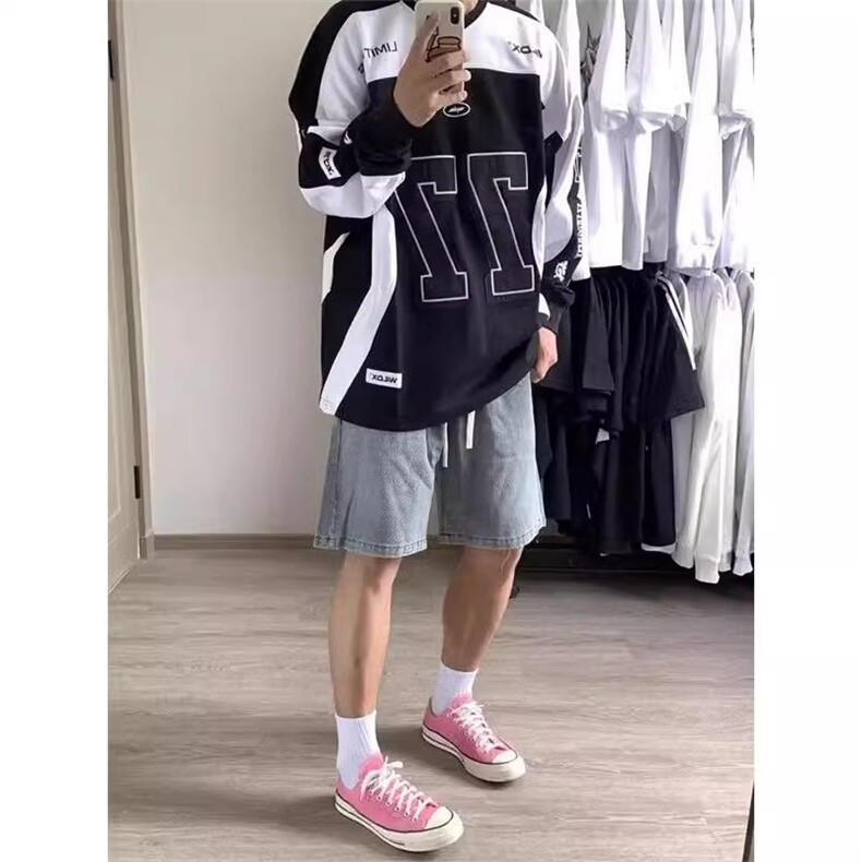 美式hiphop机车服卫衣男女春季球衣风痞帅冰球服潮牌重磅套头外套,男装工装外套,星座506A