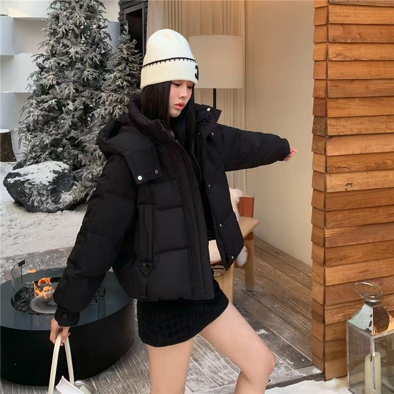 90%白鸭绒有帽可拆2025年冬季短厚款羽绒服,女装羽绒服,米雪儿