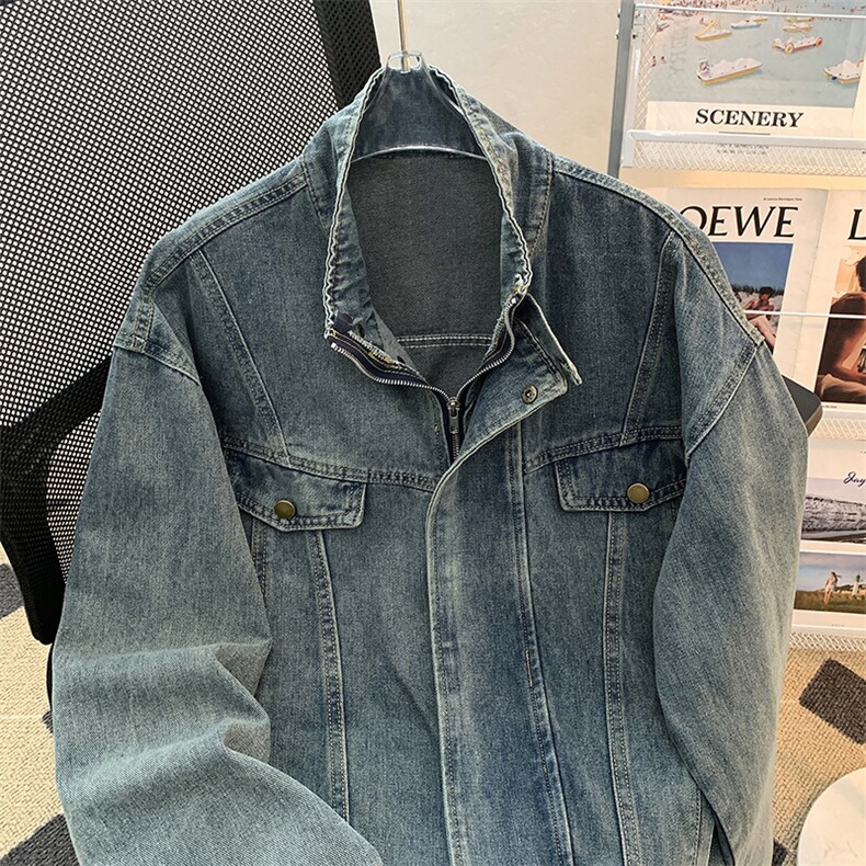 美式复古立领牛仔外套男春秋季宽松潮牌短款工装夹克JK024-P72,男装夹克,星座308B-2