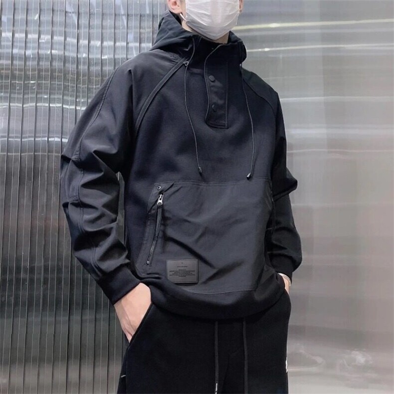 W9152-P68网图现货春季新款大口袋工装拉链套头连帽卫衣夹克,男装夹克,星座1608-2