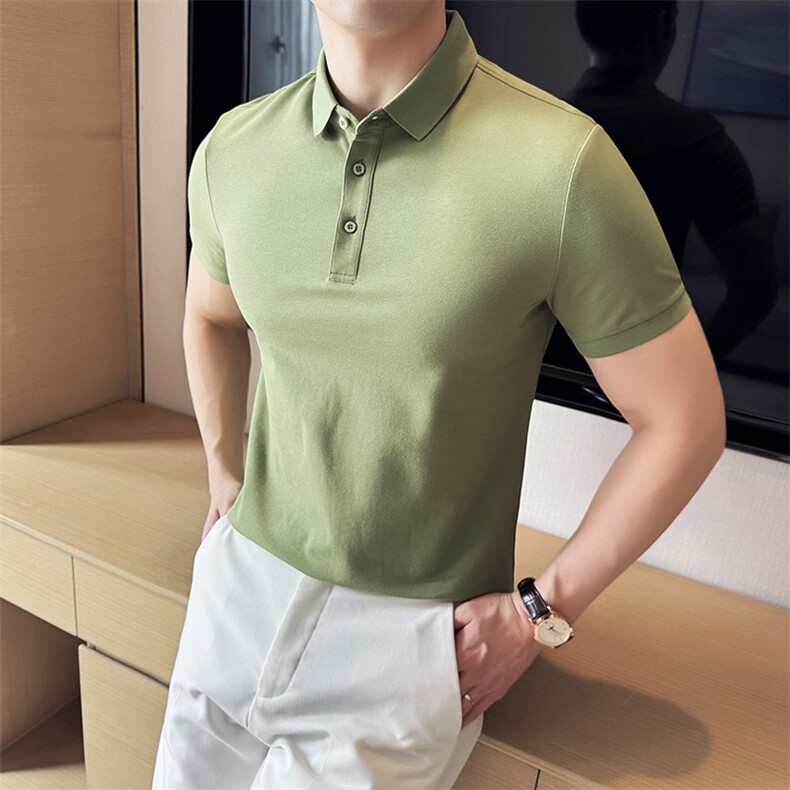 深度备货抖音主推高品质主推纯色短袖T恤翻领Polo衫T0257-P40,男装T恤,电商D342