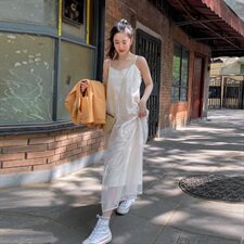 现货2021夏装新款休闲吊带裙166-QZ06肉色，女装连衣裙，茜茜公主