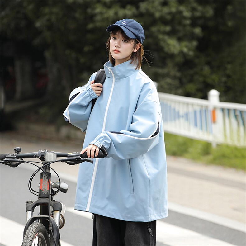 港风二开拼接上衣夹克宽松落肩立领冲锋衣外套 JK861 P65图片
