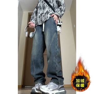 弯刀牛仔裤宽松直筒裤长裤加绒加厚KJ8567-特P50/常规K8552-特P40图片