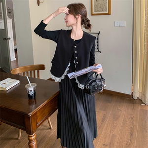 2025秋季新款蕾丝花边马甲连衣裙两件套203-8879-P175-K258,女装套装/套裙,帛锦泉