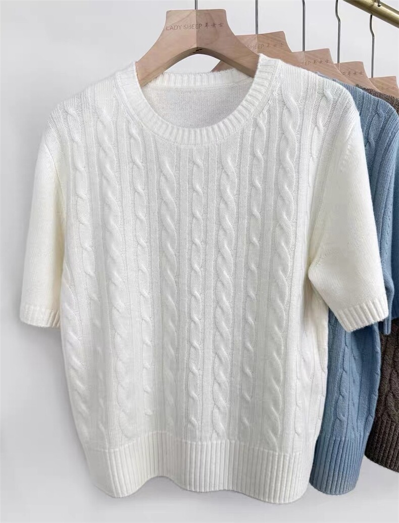 2025年秋季时尚百搭通勤简约休闲短袖套衫，女装羊毛衫，琳尚羊绒