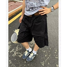 复古多口袋工装短裤男宽松直筒五分裤日系夏季潮流潮流TK23P49，男装牛仔裤，星座1013-1