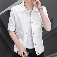 K602-P802025夏季时尚男士碎花百搭休闲夹克短袖外套，男装夹克，星座507A（原星座306B-2）