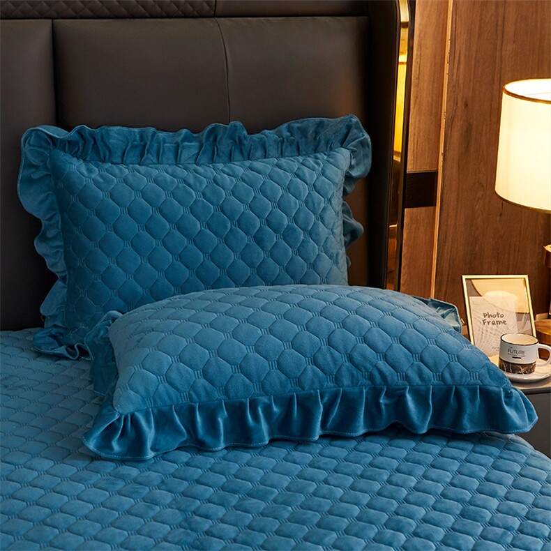 新款水晶绒夹棉花边单枕套，枕套/枕芯，一起卖家纺