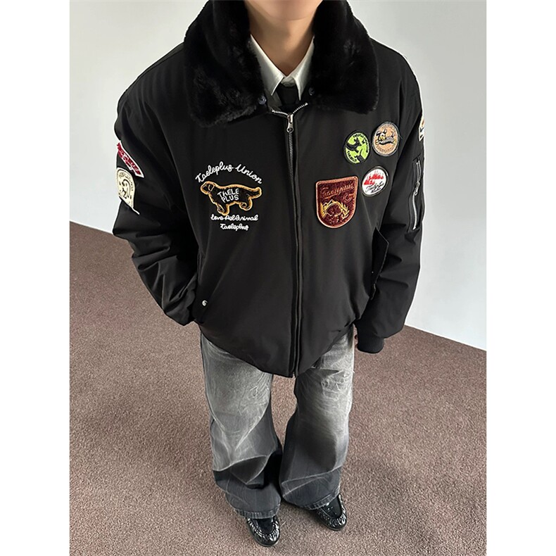 网图有货翻领休闲户外工装夹克男女贴布刺绣棒球服A1222-P105,男装夹克,星座1505