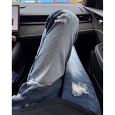 美式高街水洗复古破洞牛仔裤新款宽松显瘦高腰直筒长裤NA083，男装牛仔裤，星座1116A（原606A-3）