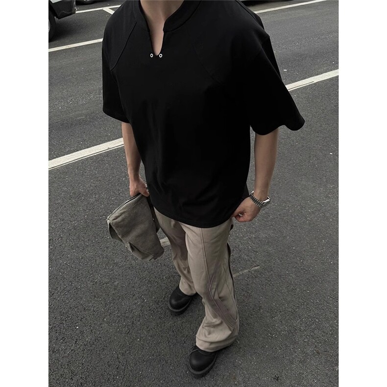 夏季高街索罗娜纯色短袖t恤男女潮牌街头重磅宽松上衣TA69-P35图片