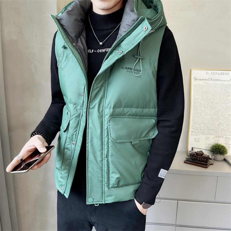 短款连帽羽绒马甲男休闲日系面包服保暖外套马甲背心M6093-P130,男装背心/马甲,电商A237