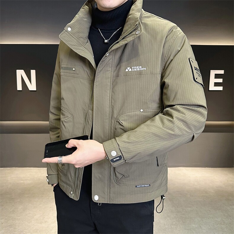 纯色无帽立领羽绒服休闲百搭上衣外套男A329-YR8802-P185图片