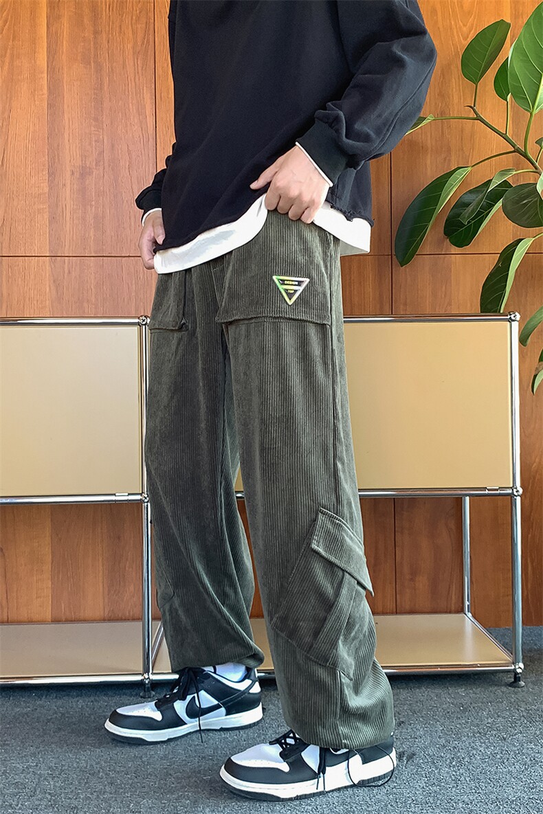 22秋新款灯芯绒宽松休闲港风oversize休闲长裤B266-X829-P60,男装休闲裤,星座B257-1