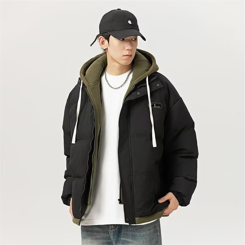 W594-P88冬季加厚棉服假两件棉衣外套痞帅男装保暖棉袄两件套,男装棉衣,星座911-1