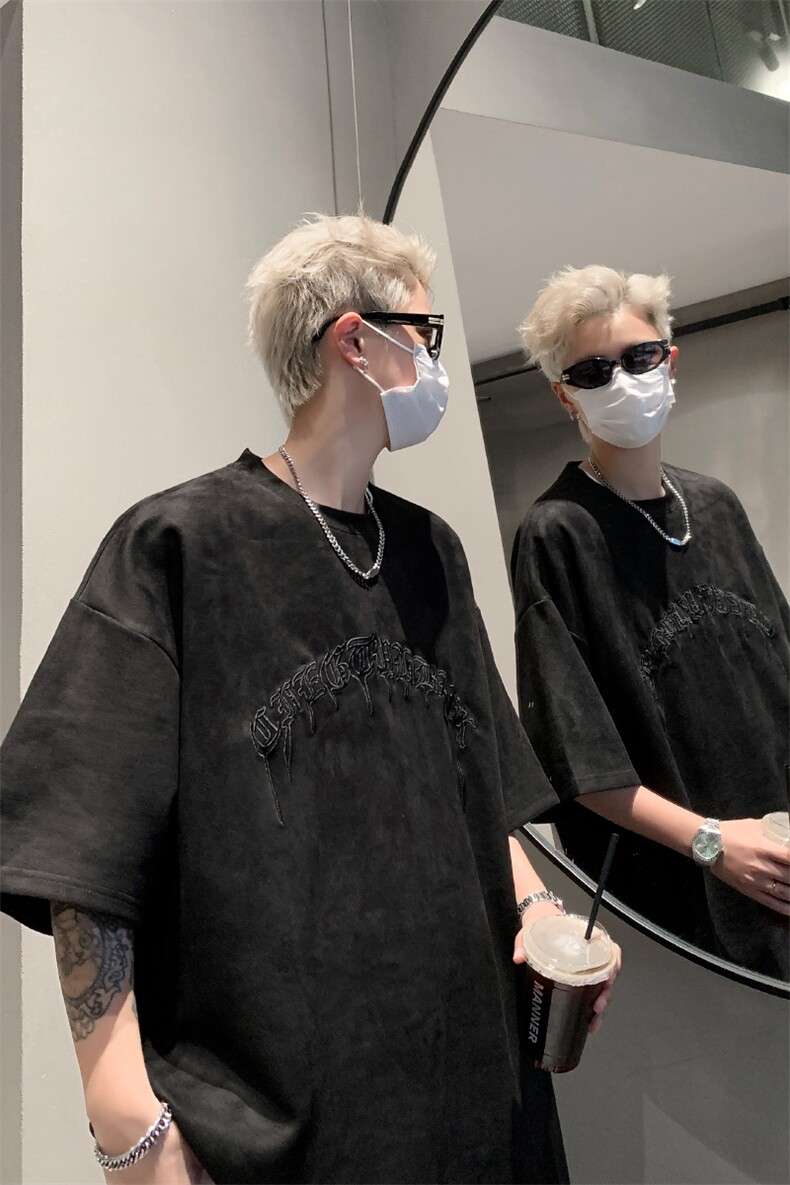 《21万针》重工刺绣麂皮绒短袖T恤男生体恤XZ514-2-202466-P58,男装T恤,星座514-2(原B239)