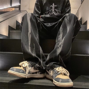 高街vibe风裤子男春秋ins潮牌美式复古扎染牛仔裤男宽松N5309-P43图片