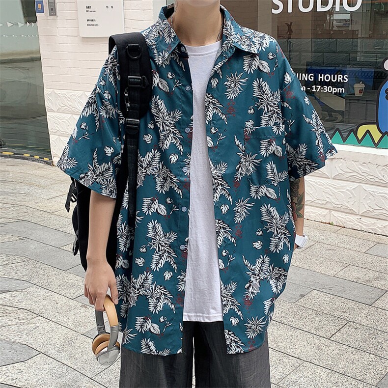 特P29控58夏季冰丝港风男宽松版扎染短袖衬衫CS10,男装T恤,电商B370