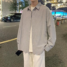 2026春夏新款男士条纹日系学生宽松衬衫港风长袖衬衣，男装衬衫，星座1206-1（原A206-1）