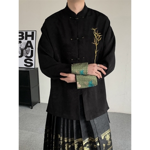 2025新中式大码男唐装衬衫汉服新中式潮宋裤元素阔腿马面裙裤子图片