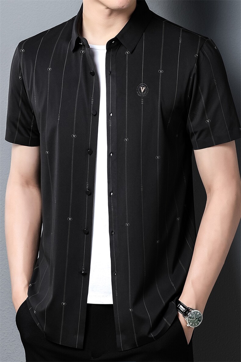 新款2023夏季男装上衣休闲百搭短袖宽松衬衫男士衬衣潮流，男装衬衫，电商B212（原钱塘6029）